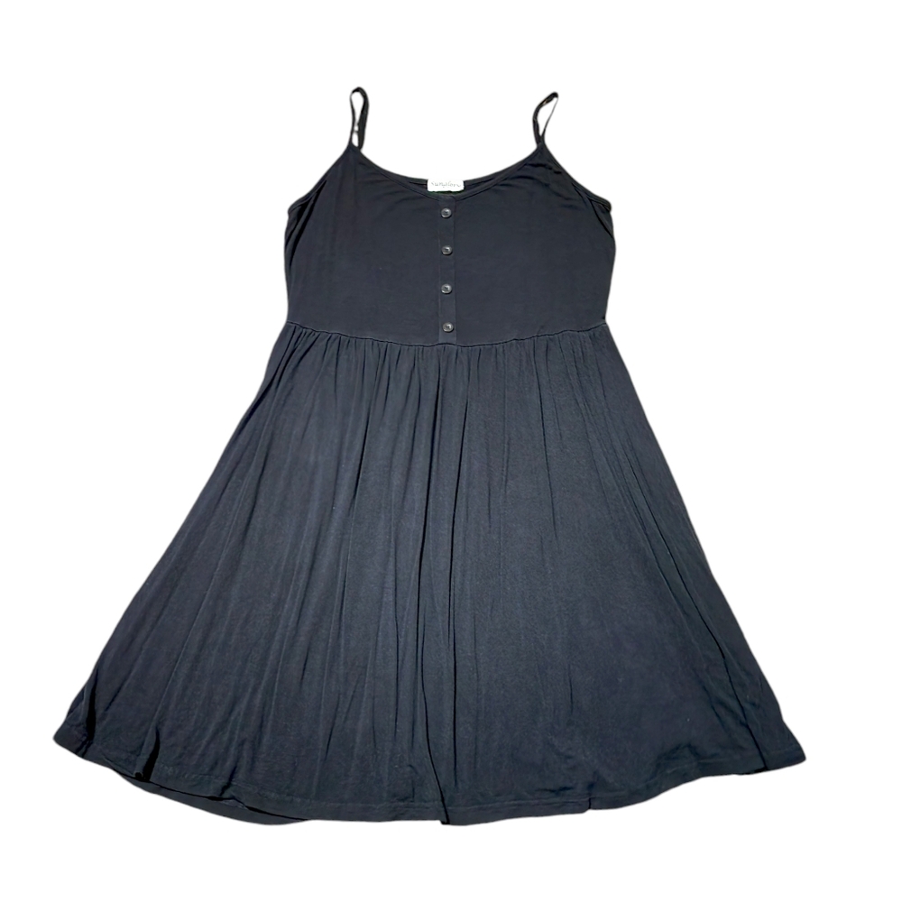 Black spaghetti strap babydoll style midi dress